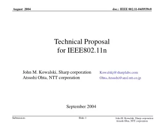 Technical Proposal  for IEEE802.11n