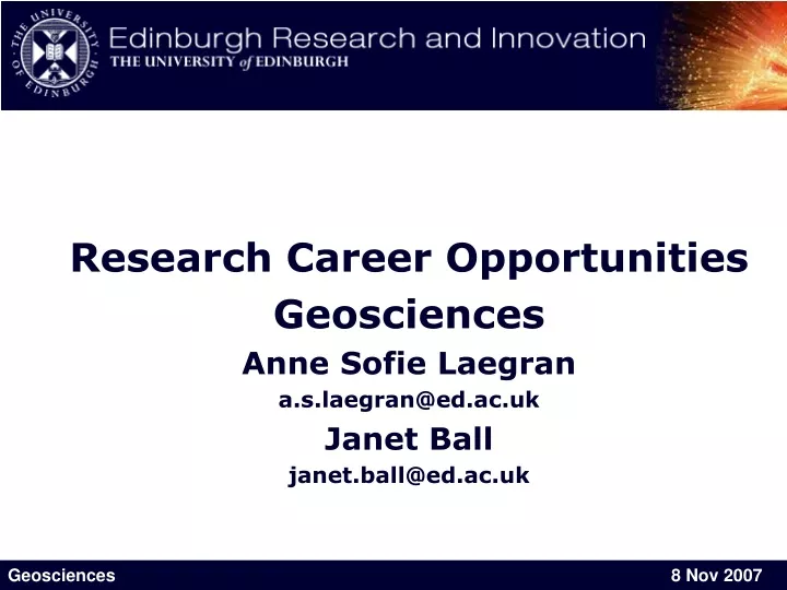 research career opportunities geosciences anne