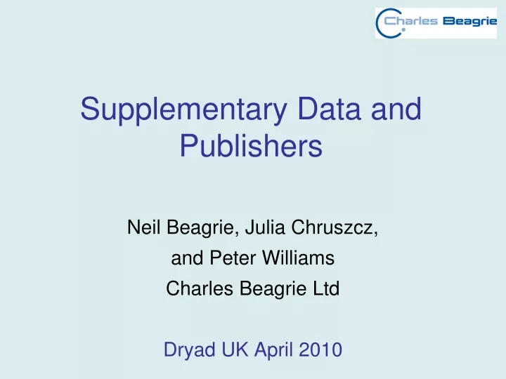 supplementary data and publishers