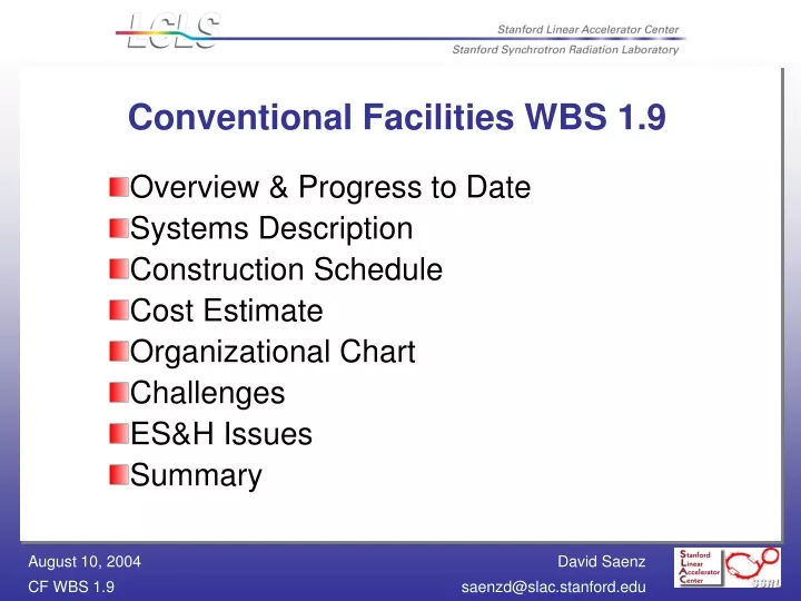 conventional facilities wbs 1 9
