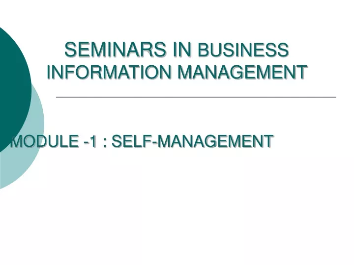 module 1 self management