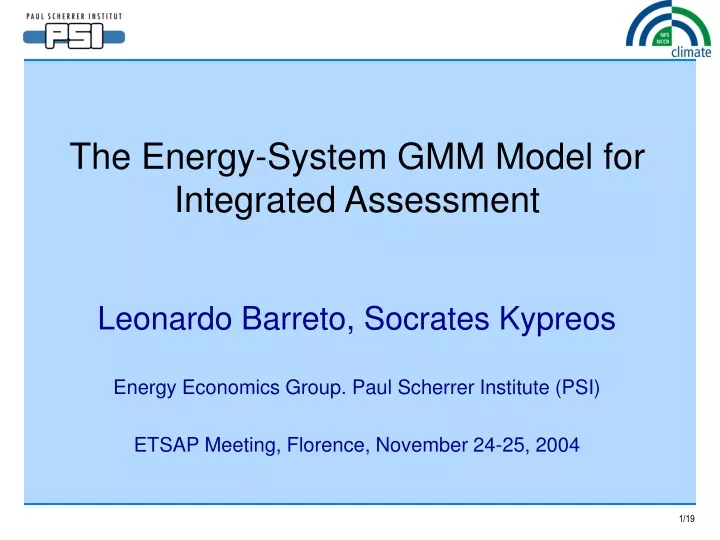 the energy system gmm model for integrated assessment
