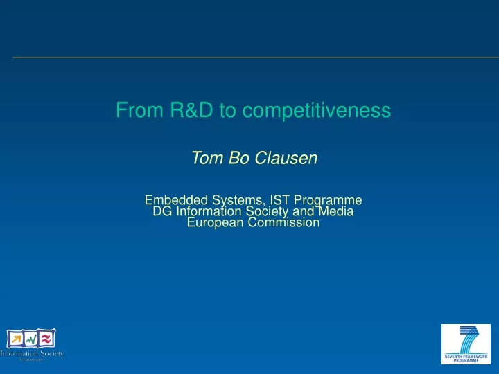 from r d to competitiveness tom bo clausen