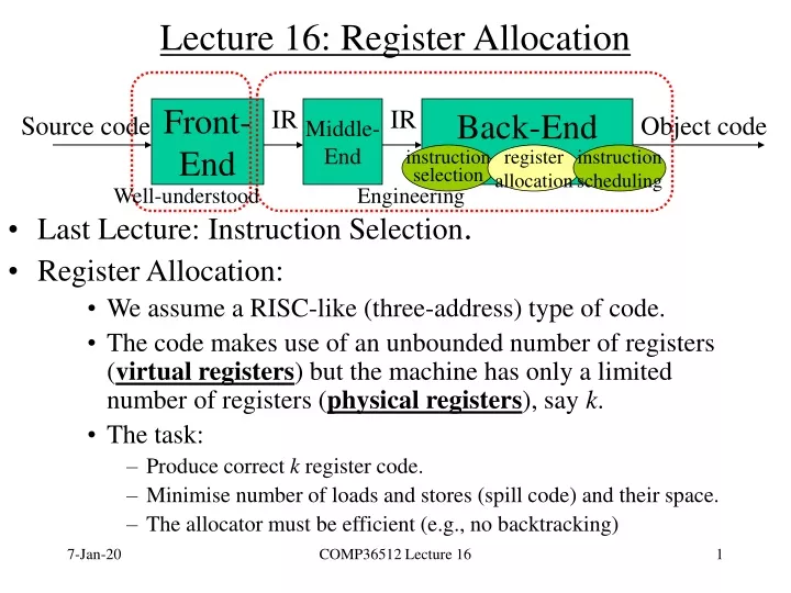 lecture 16 register allocation
