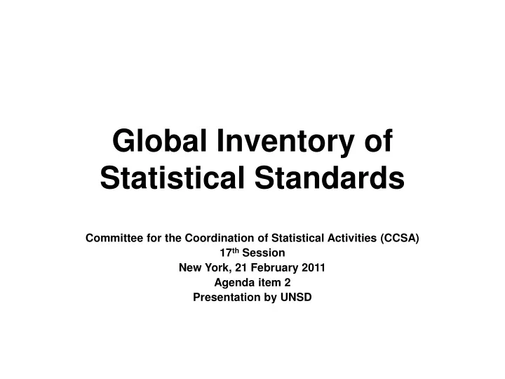 global inventory of statistical standards