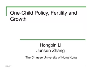 One-Child Policy, Fertility and Growth