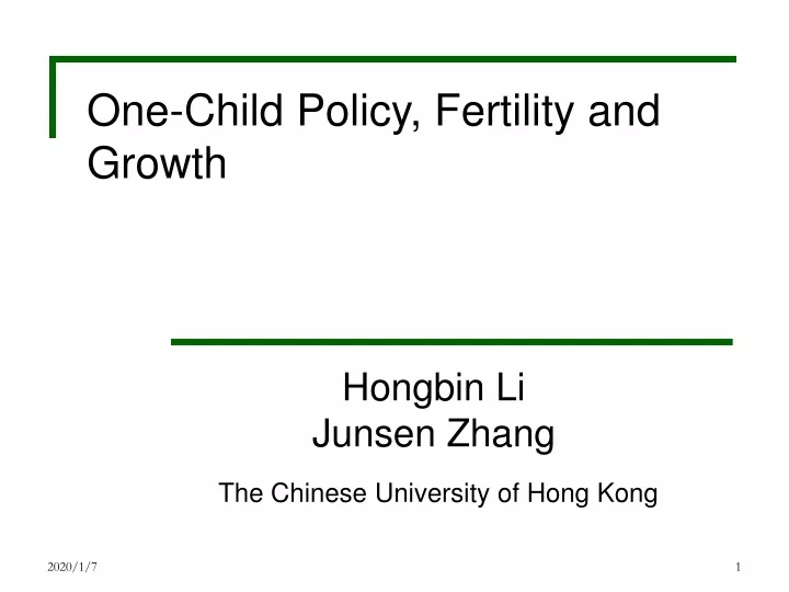 one child policy fertility and growth