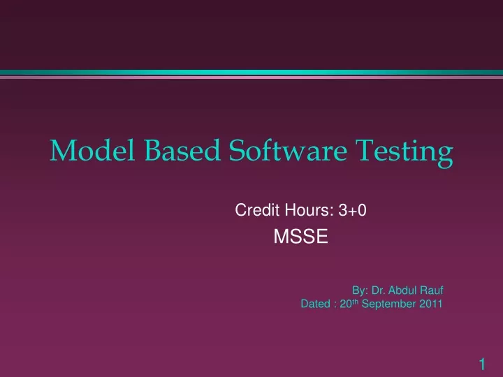 model based software testing