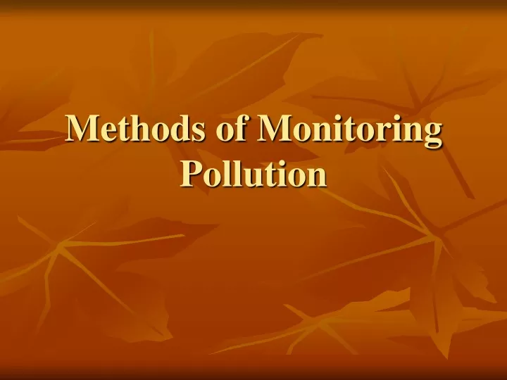 methods of monitoring pollution