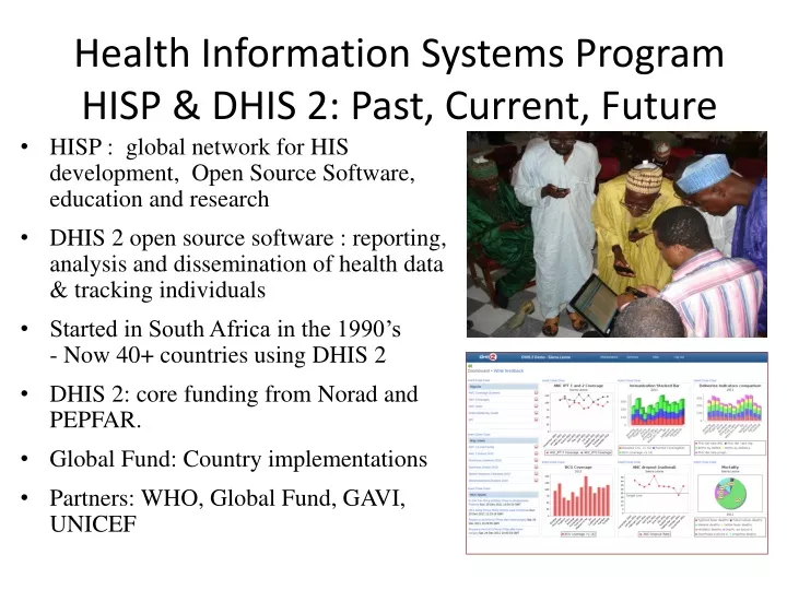 health information systems program hisp dhis 2 past current future
