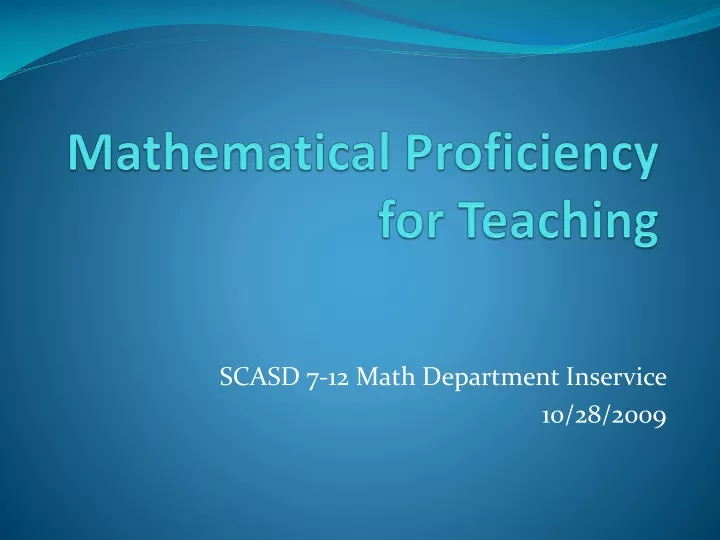 mathematical proficiency for teaching