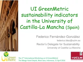 UI GreenMetric sustainability indicators in the University of Castilla-La Mancha  (Spain)