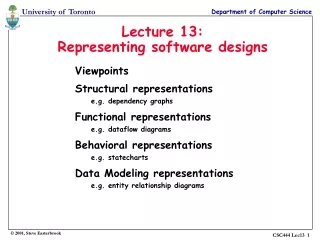 Lecture 13: Representing software designs
