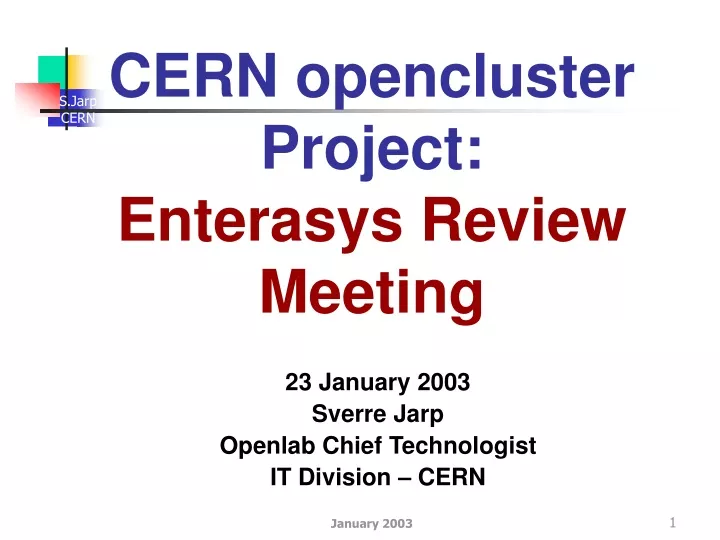 cern opencluster project enterasys review meeting