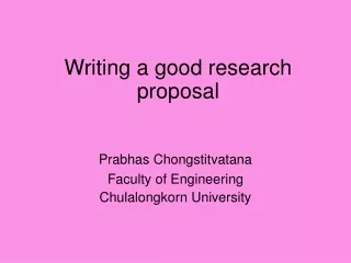 Writing a good research proposal