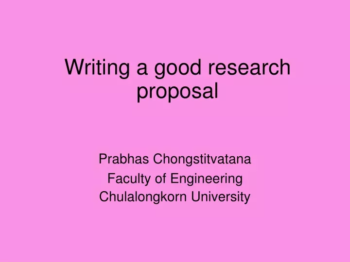writing a good research proposal