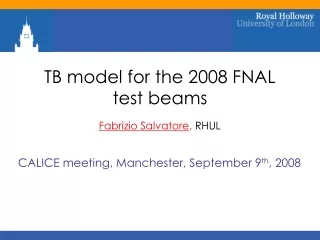 TB model for the 2008 FNAL test beams