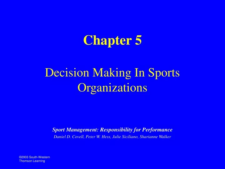 chapter 5 decision making in sports organizations