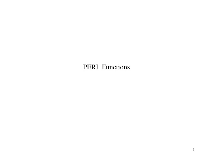 perl functions