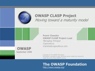 OWASP CLASP Project Moving toward a maturity model