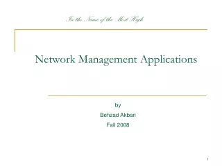 Network Management Applications