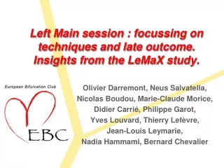 Left Main session : focussing on techniques and late outcome. Insights from the LeMaX study.