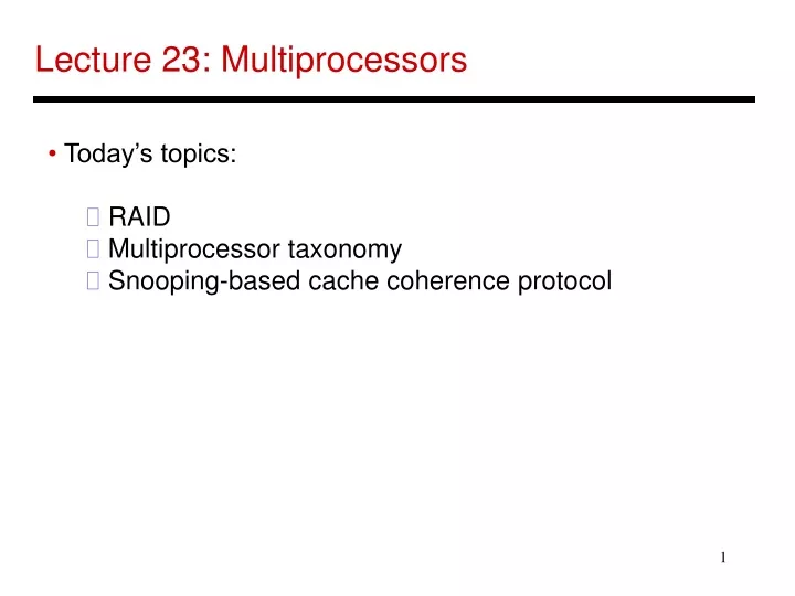 lecture 23 multiprocessors