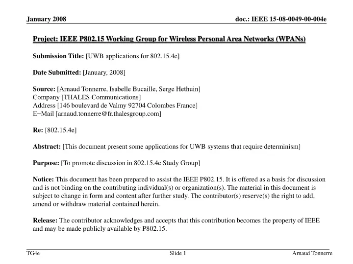 project ieee p802 15 working group for wireless