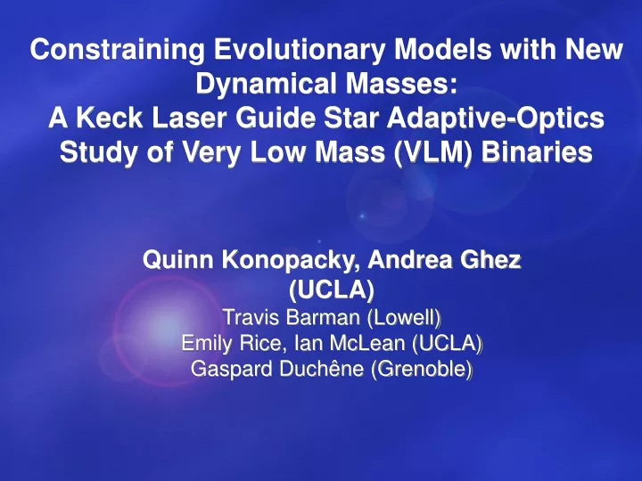 constraining evolutionary models with