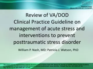 William P. Nash, MD; Patricia J. Watson, PhD