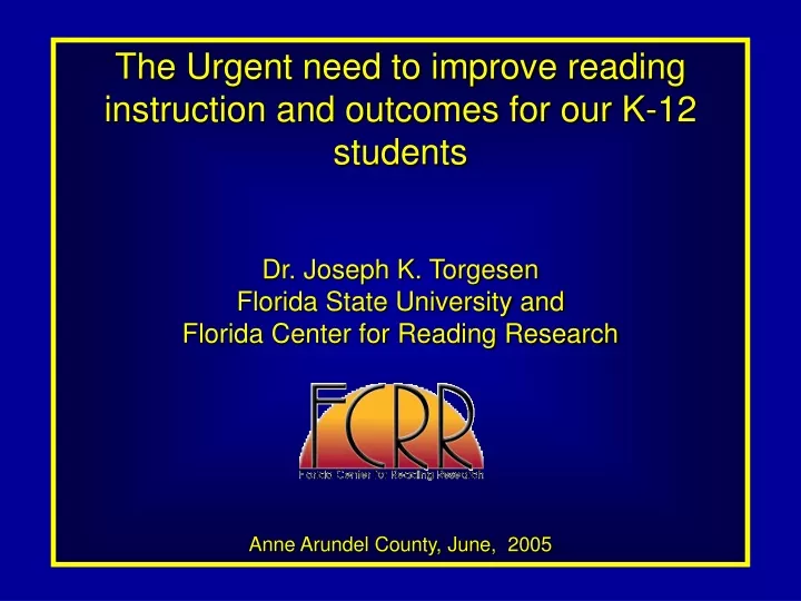 the urgent need to improve reading instruction