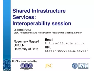 Shared Infrastructure Services:  Interoperability session