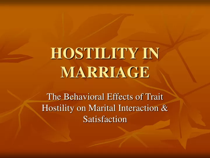 hostility in marriage