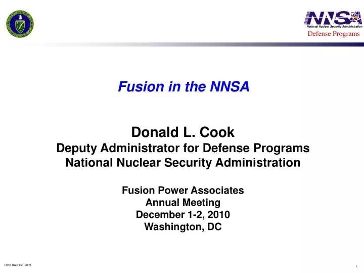 fusion in the nnsa donald l cook deputy
