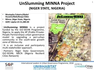 UnSlumming MINNA Project (NIGER STATE, NIGERIA)