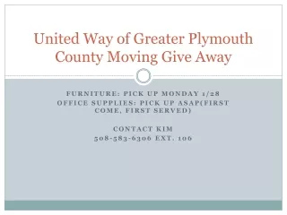 United Way of Greater Plymouth County Moving Give Away
