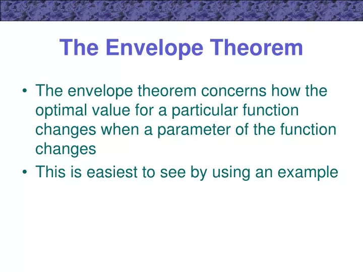 the envelope theorem