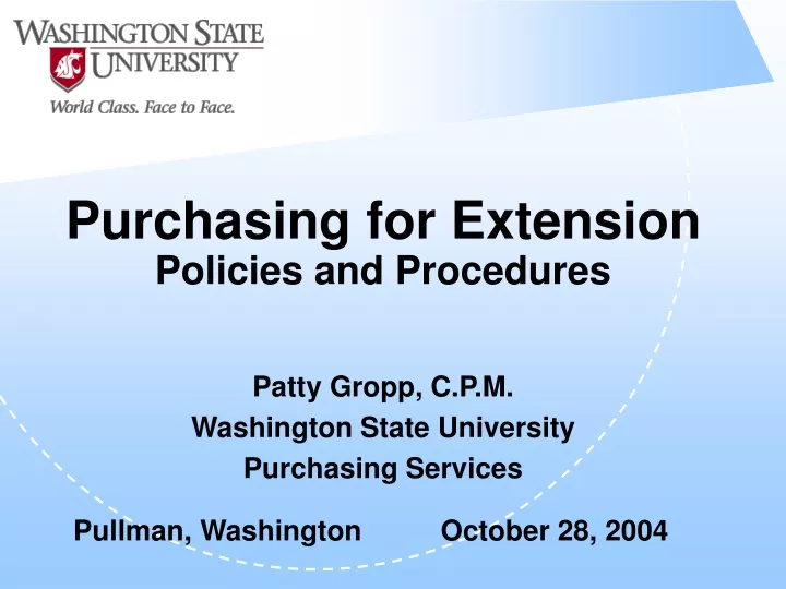 purchasing for extension policies and procedures