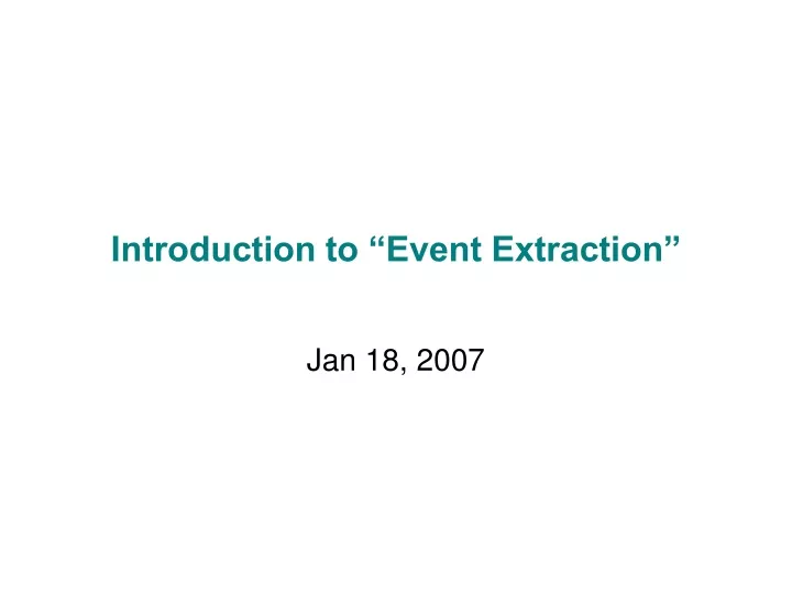 introduction to event extraction