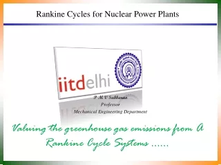 Rankine Cycles for Nuclear Power Plants