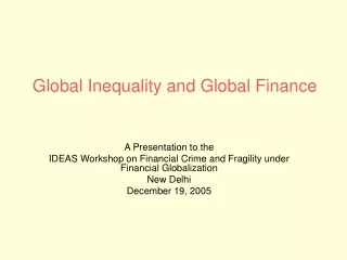 Global Inequality and Global Finance