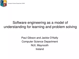 Software engineering as a model of understanding for learning and problem solving