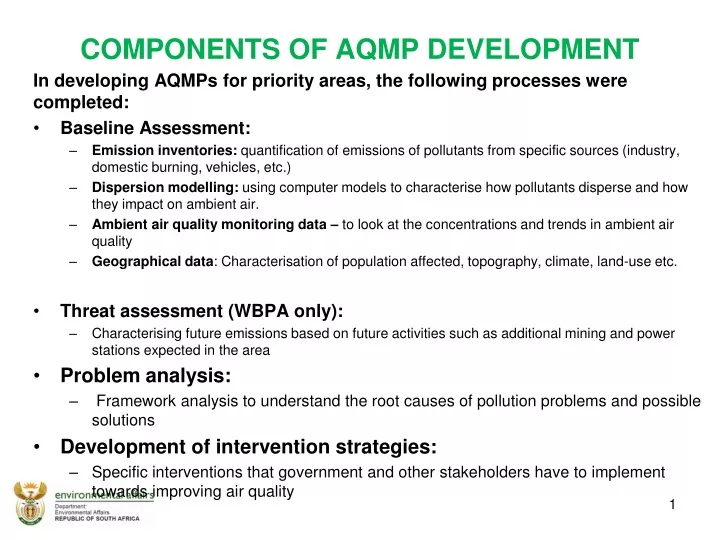 components of aqmp development