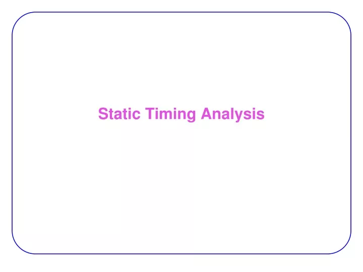 static timing analysis