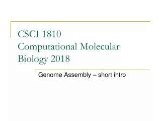 CSCI 1810  Computational  Molecular Biology 2018