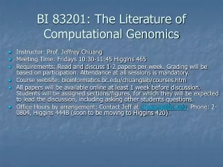 BI 83201: The Literature of Computational Genomics