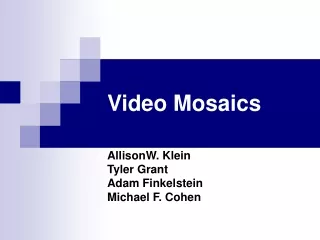 Video Mosaics