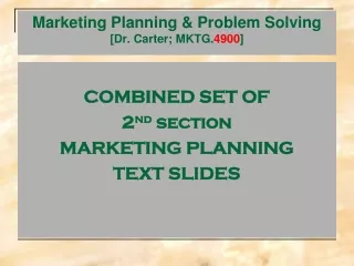 Marketing Planning &amp; Problem Solving [Dr. Carter; MKTG. 4900 ]