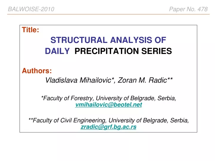 title structural analysis of daily precipitation