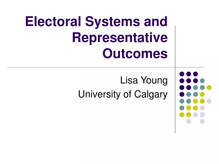 electoral systems and representative outcomes